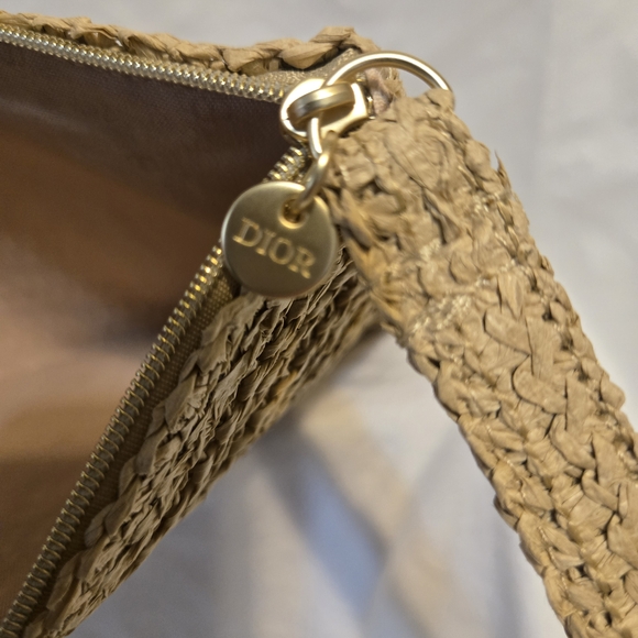 Dior Raffia Makeup Pouch + 3 JOY Perfume Samples – Straw Zipper Clutch GWP Gift - Picture 3 of 8